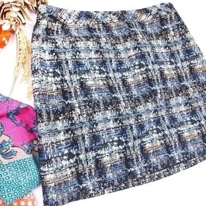 J. CREW Blue Black Multicolored Textured Skirt Size  8
